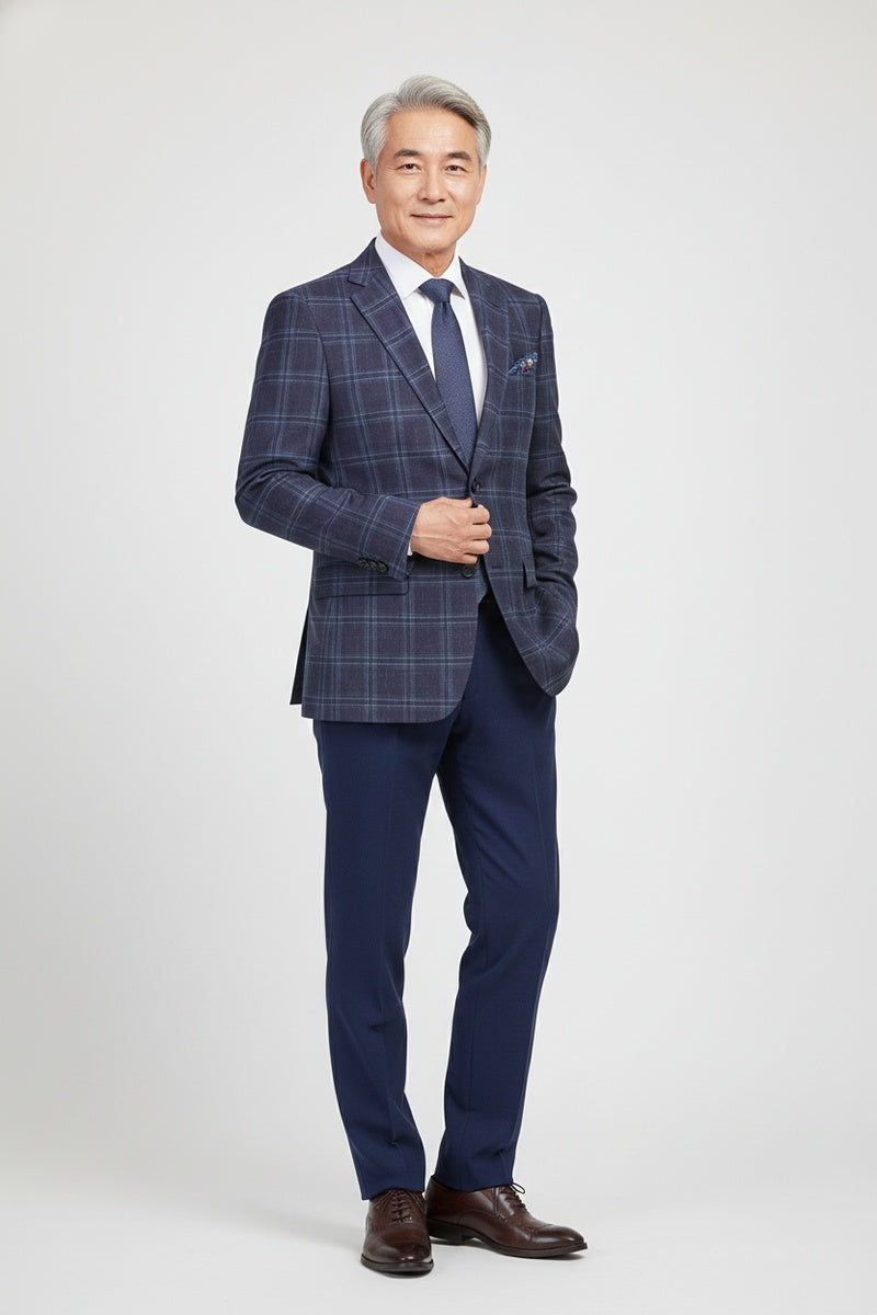 Purple & Blue Windowpane Sports Jacket