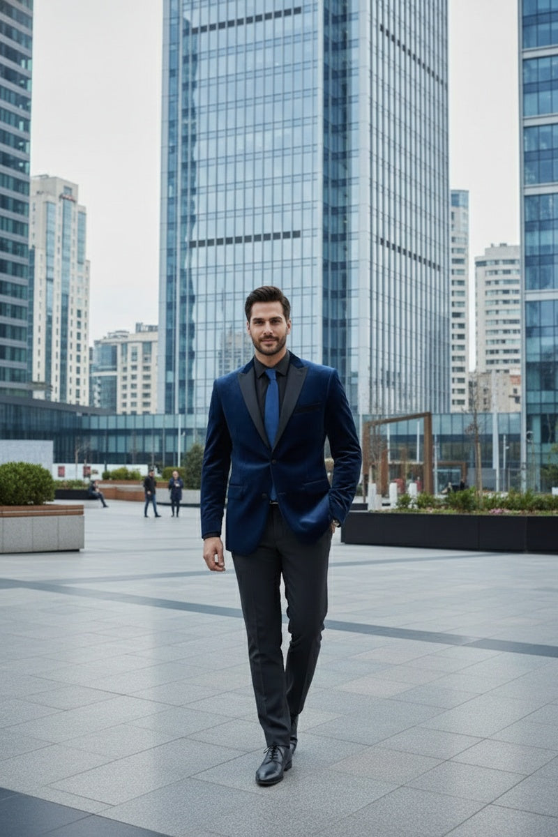 "Marseille" Blue Velvet Jacket (Separates)