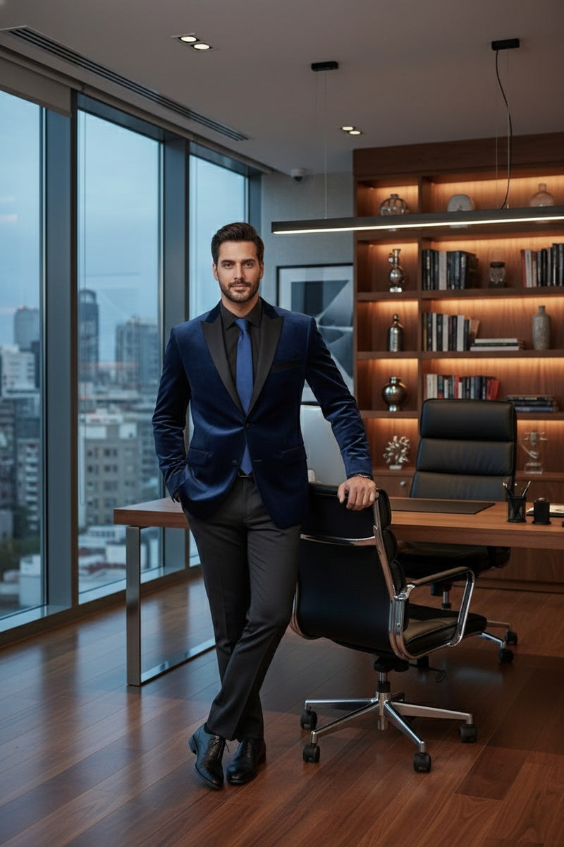 "Marseille" Blue Velvet Jacket (Separates)