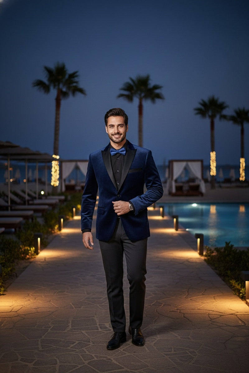 "Marseille" Blue Velvet Jacket (Separates)