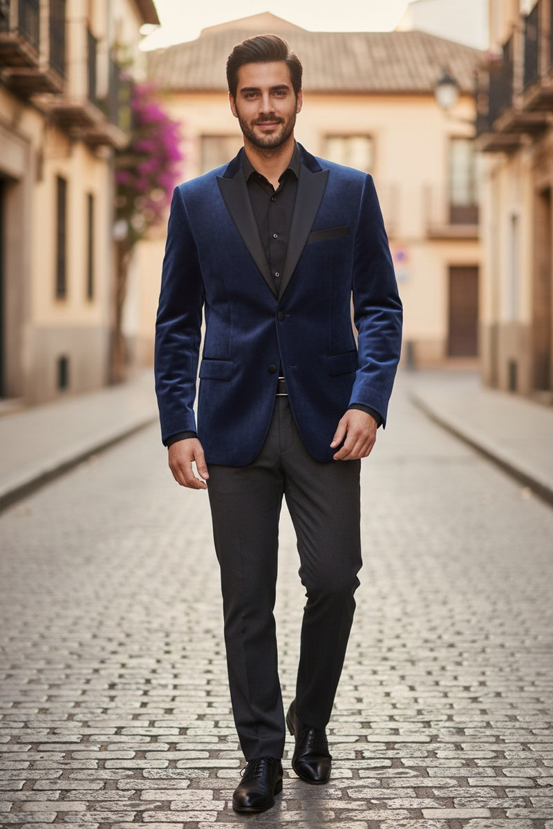 "Marseille" Blue Velvet Jacket (Separates)