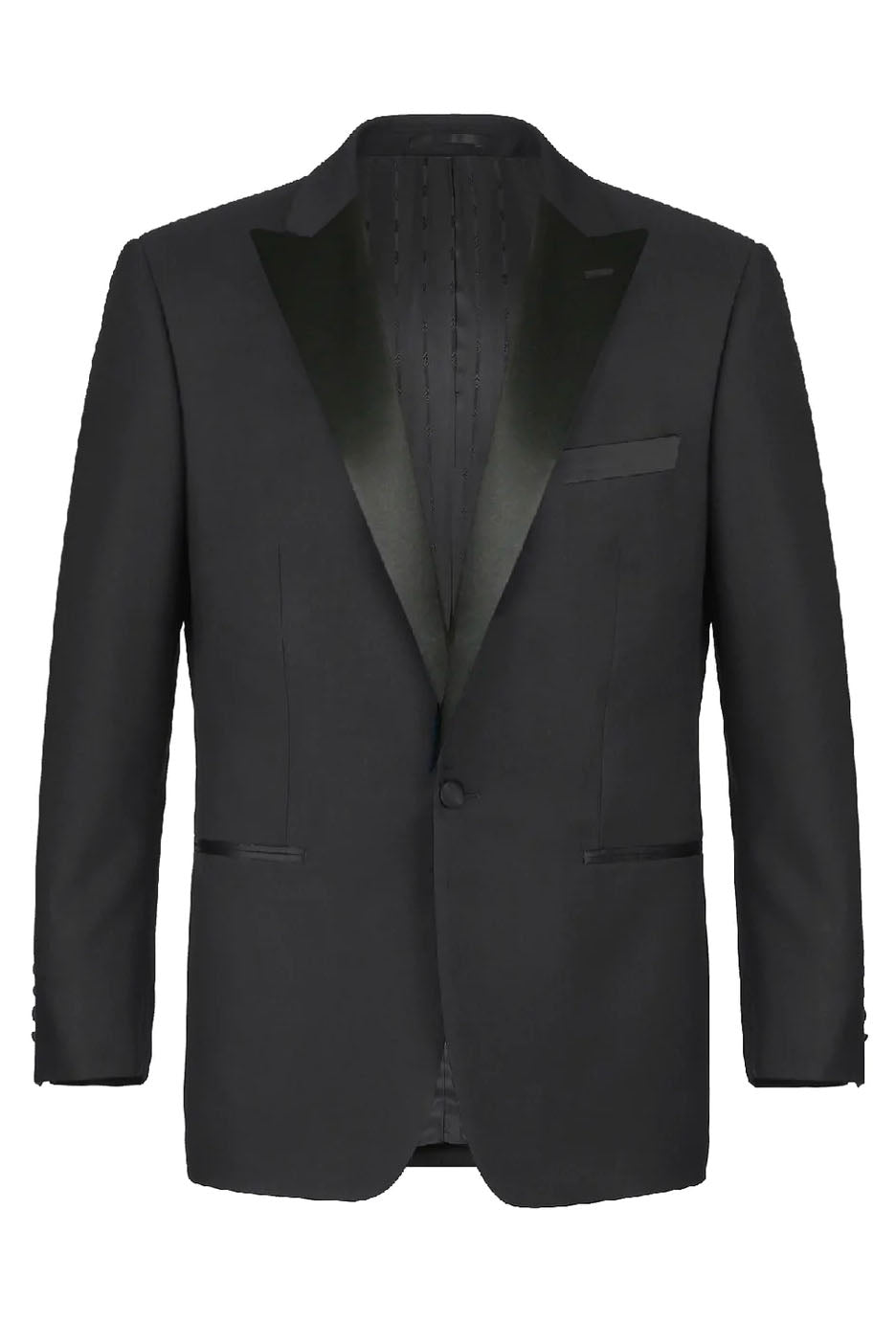 "Louis" Black 1-Button Peak Tuxedo (2-Piece Set)
