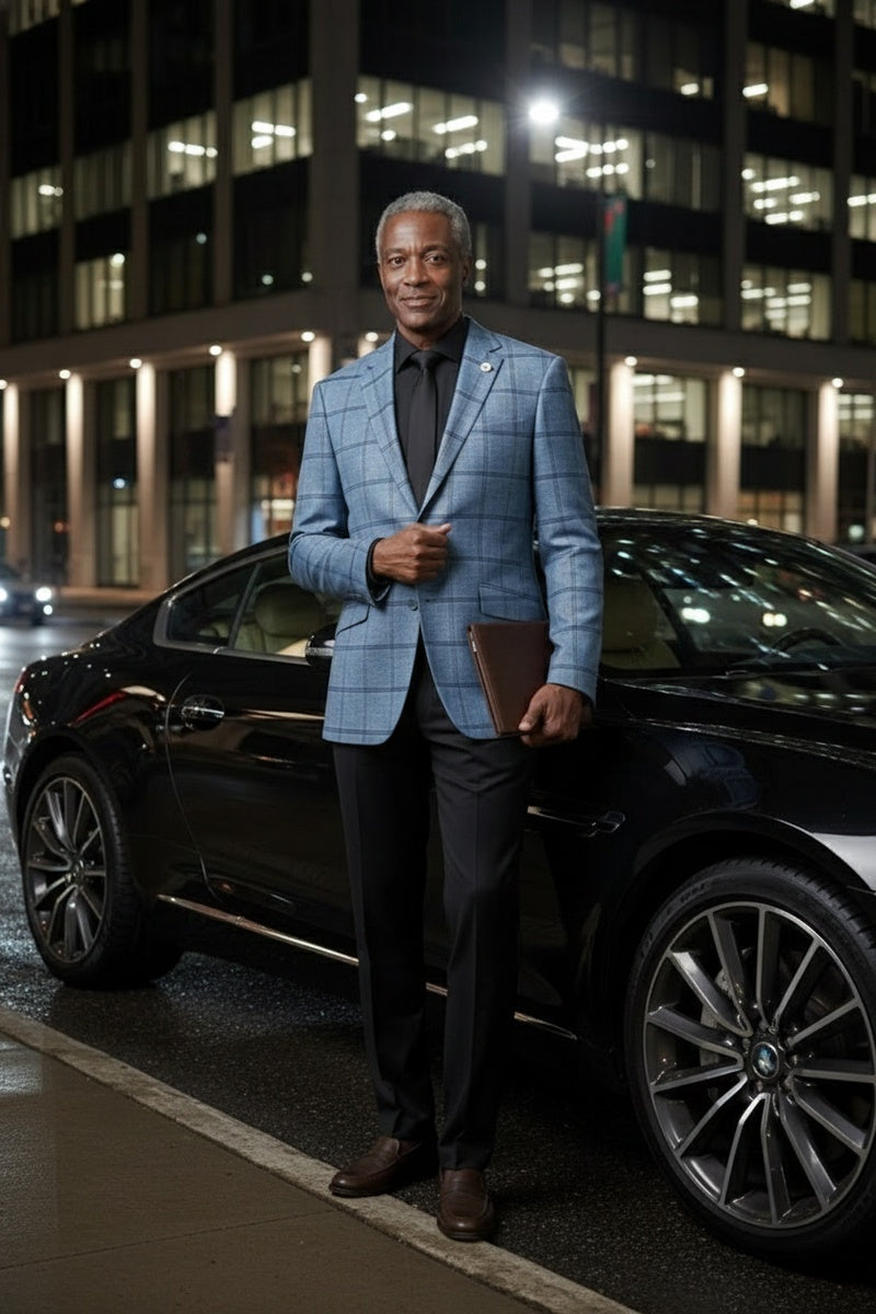 Blue Windowpane Sports Jacket