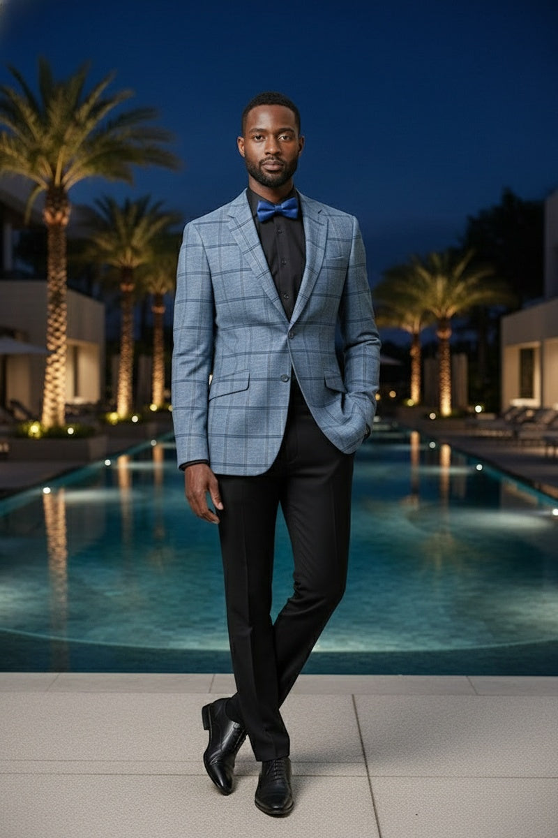 Blue Windowpane Sports Jacket