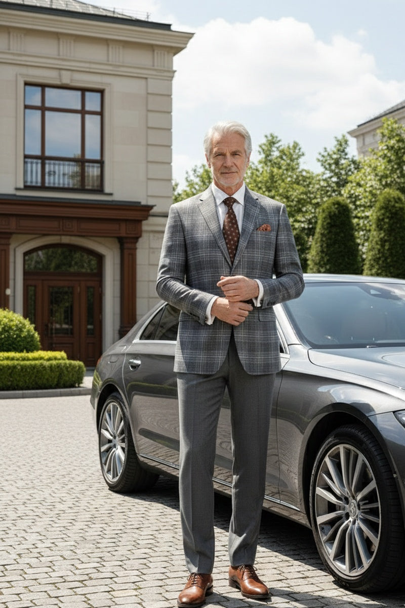 Brown Windowpane Sports Jacket
