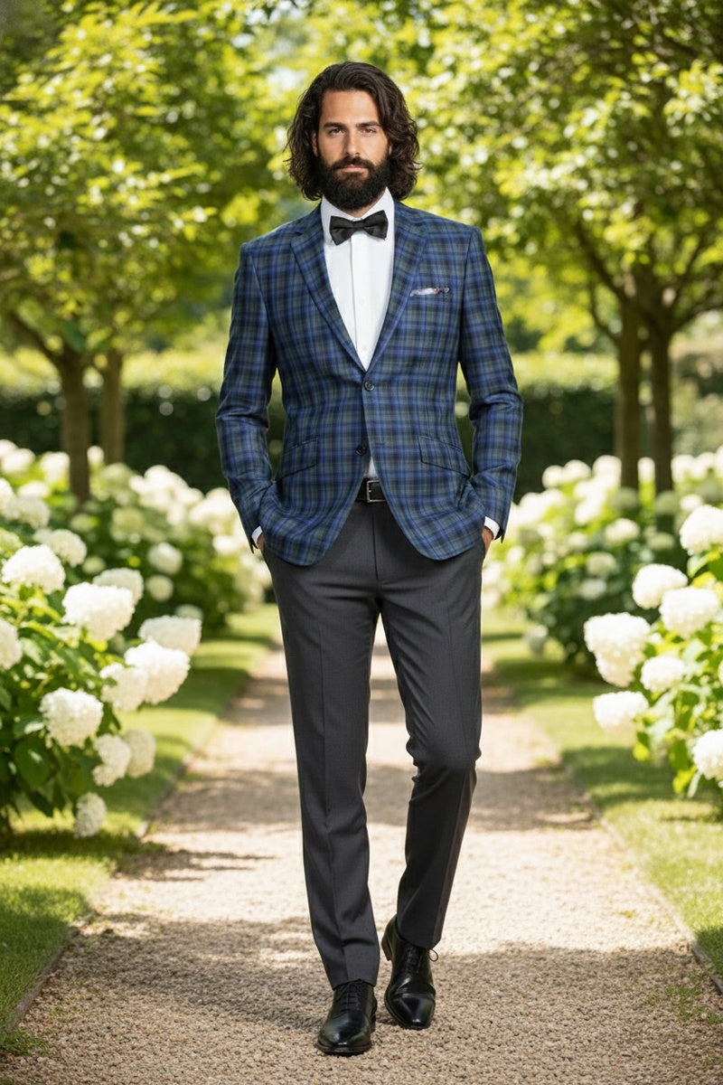 Navy Windowpane Sports Jacket