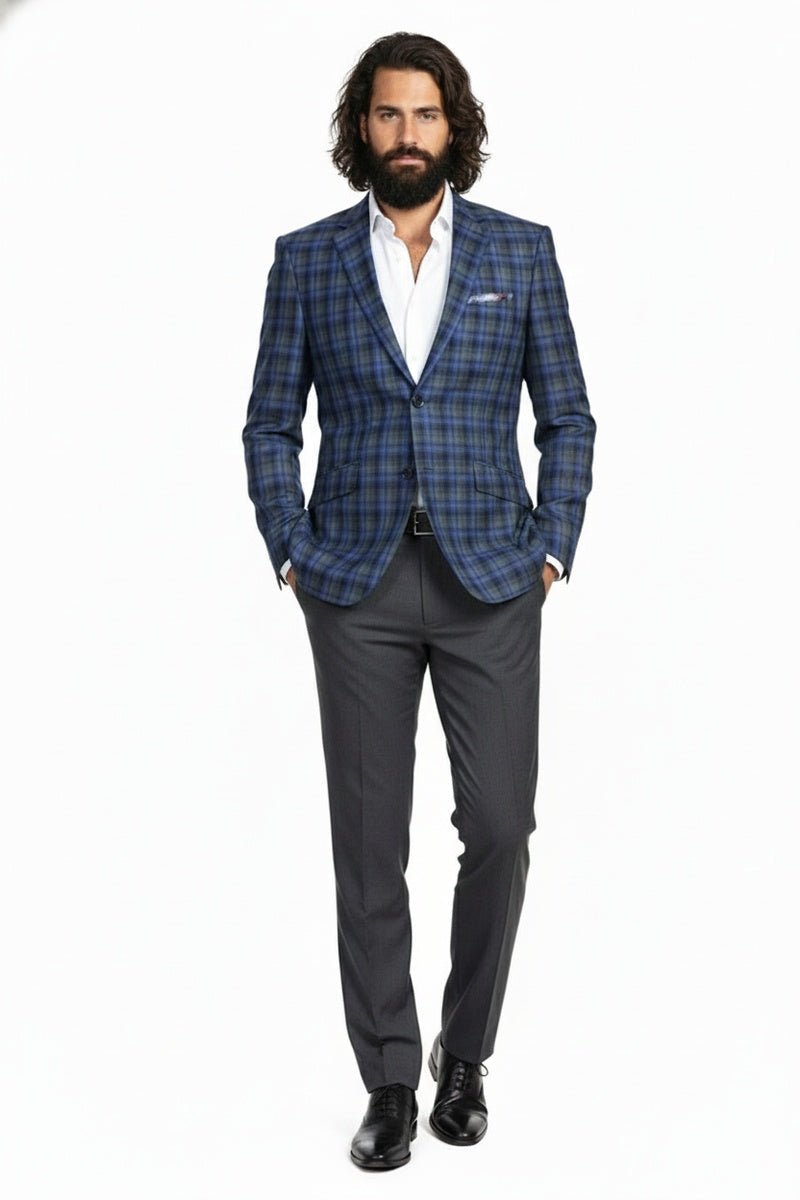 Navy Windowpane Sports Jacket