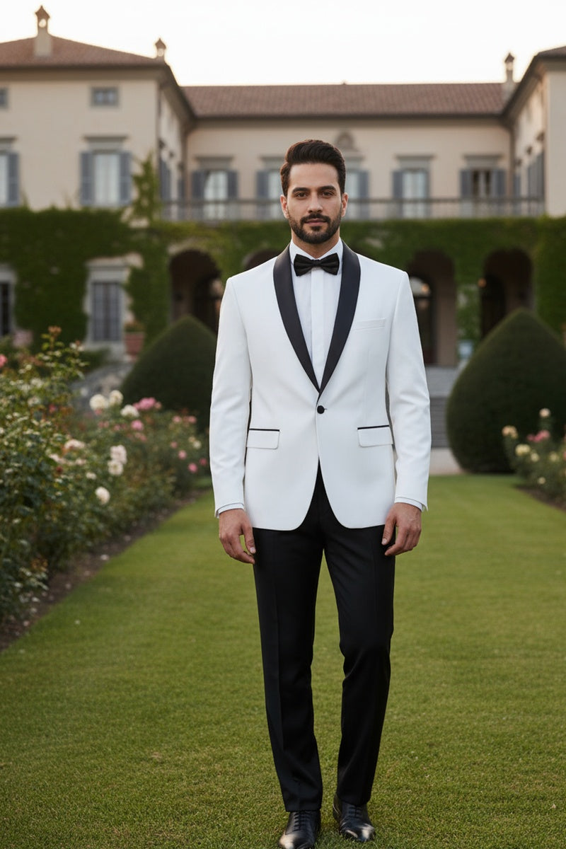 "Paris" Off-White 1-Button Shawl Tuxedo (2-Piece Set)