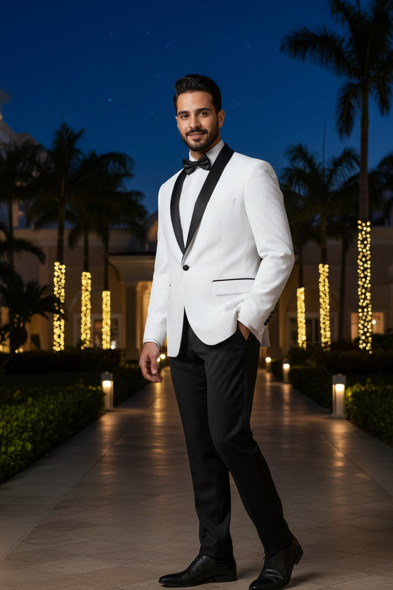 "Paris" Off-White 1-Button Shawl Tuxedo (2-Piece Set)