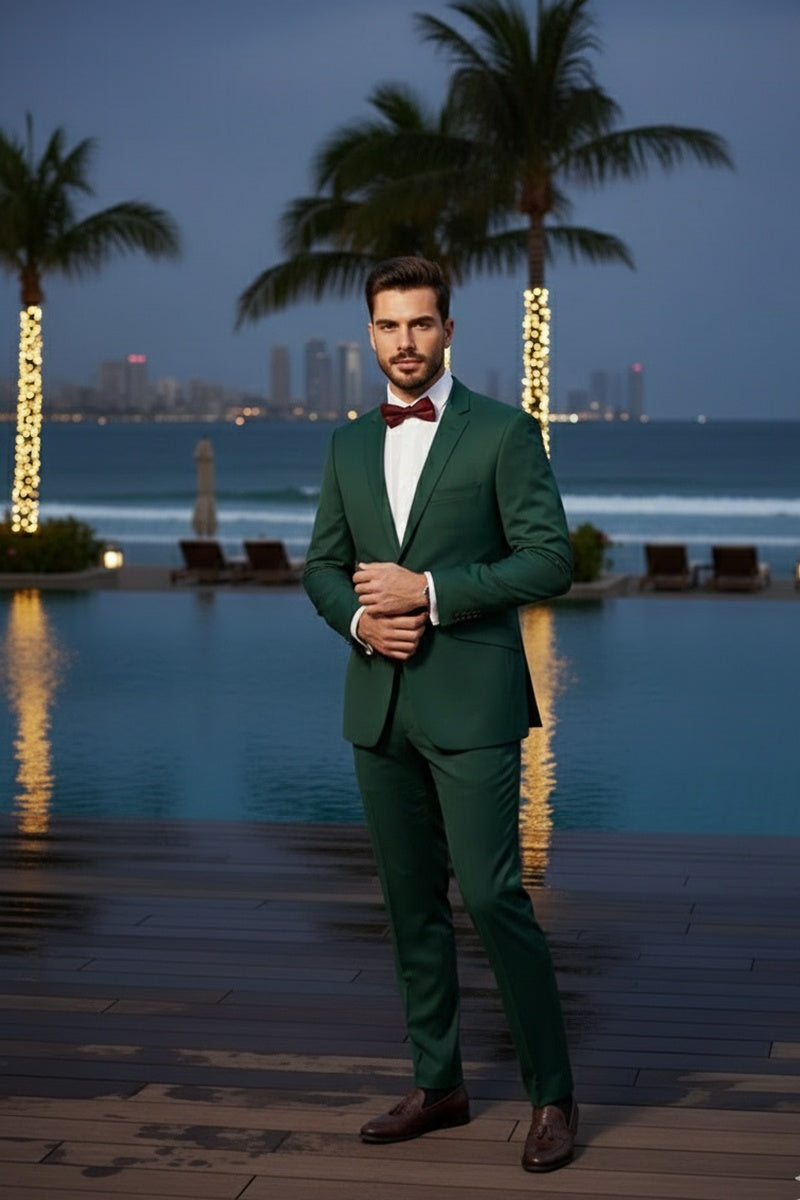 "Rafael" Green 2-Button Notch Suit (2-Piece Set)
