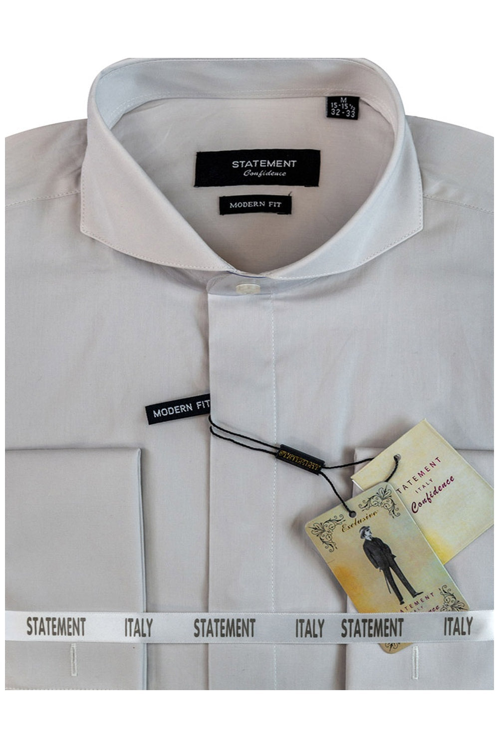 "Zephyr" Grey Spread Collar Dress Shirt