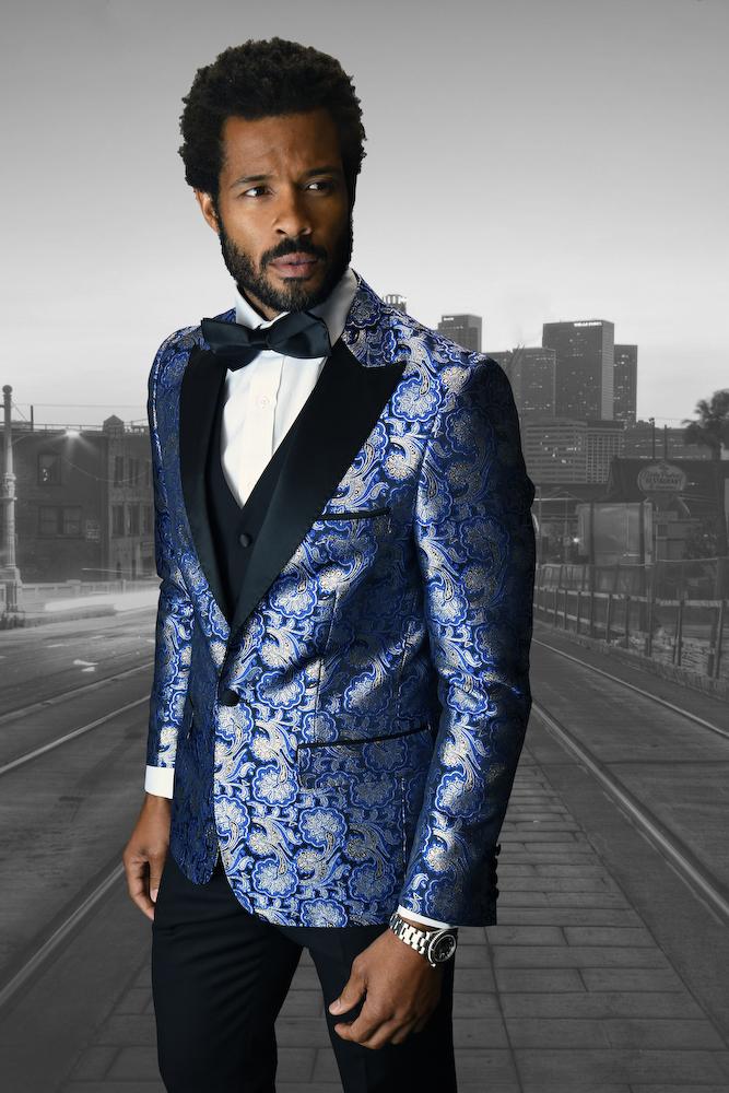 Statement "Bellagio IV" Royal Blue 1-Button Peak Tuxedo