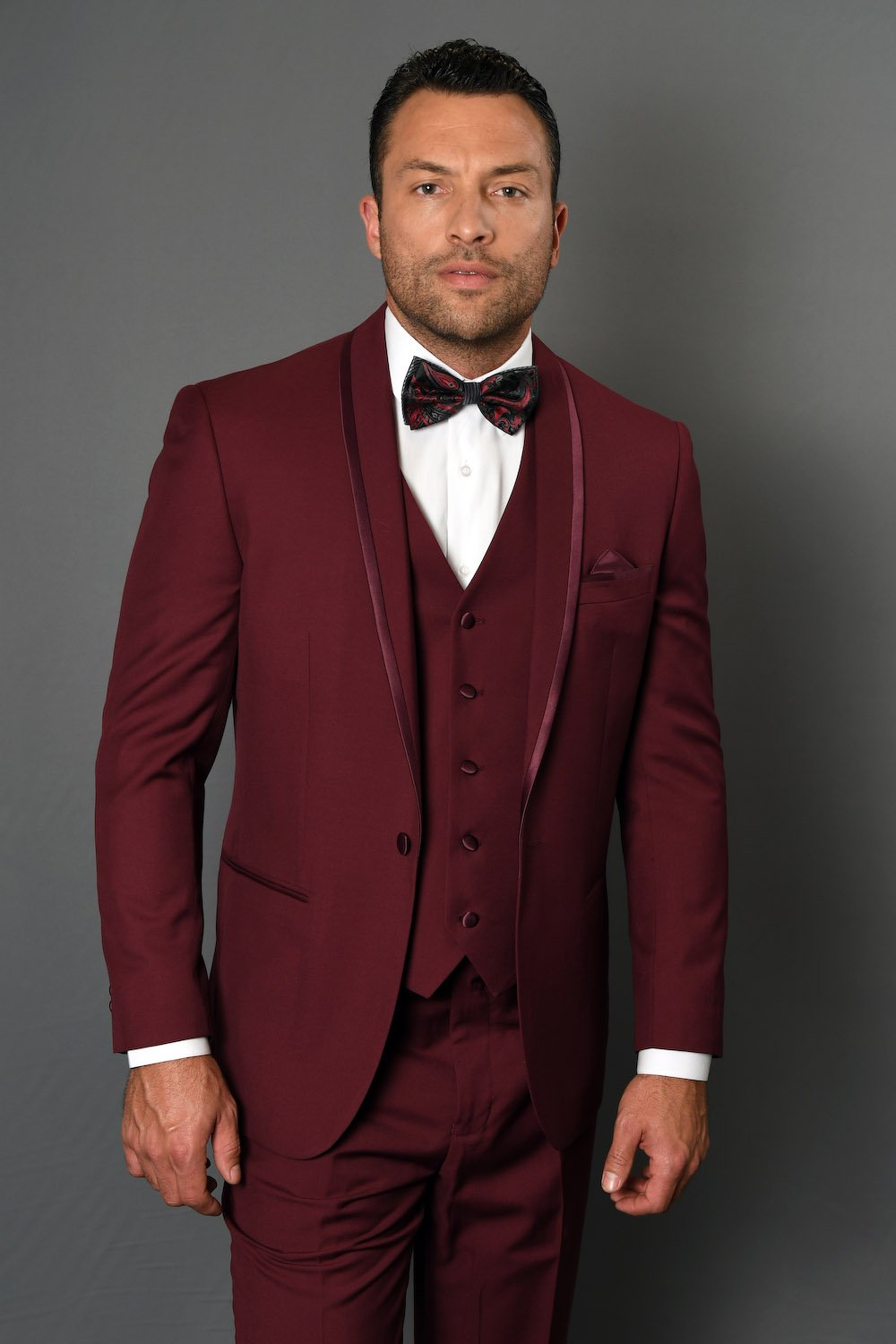 Statement "Caesar" Burgundy 1-Button Shawl Tuxedo
