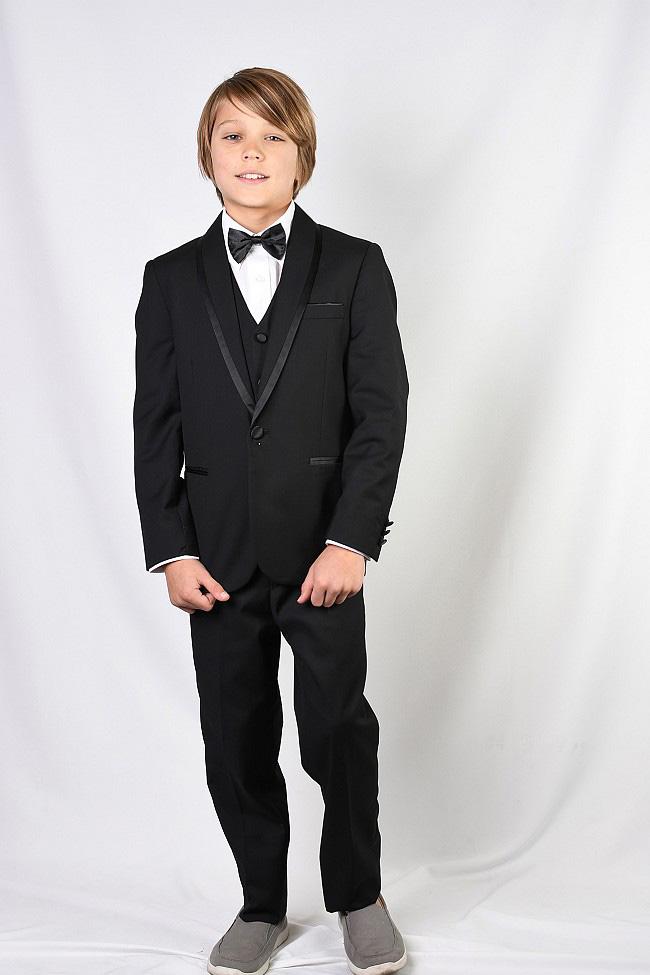 Statement "Genova" Kids Black Shawl Tuxedo 5-Piece Set