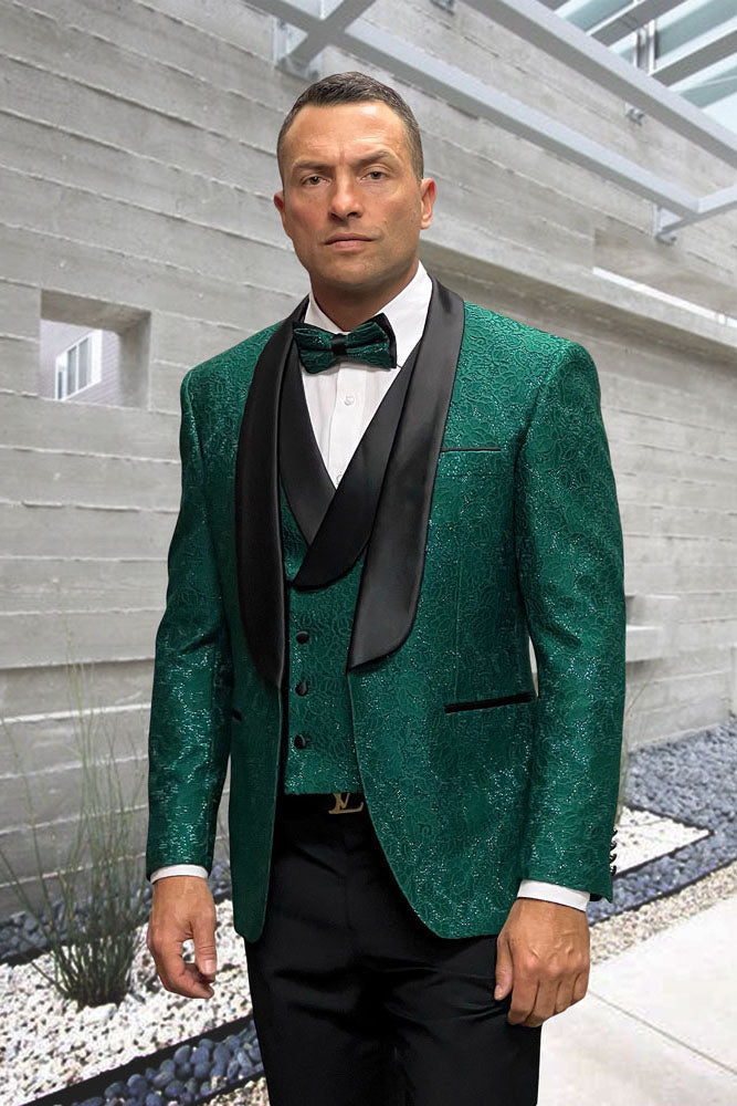 "Grammy" Hunter Green 1-Button Shawl Tuxedo (4-Piece Set)