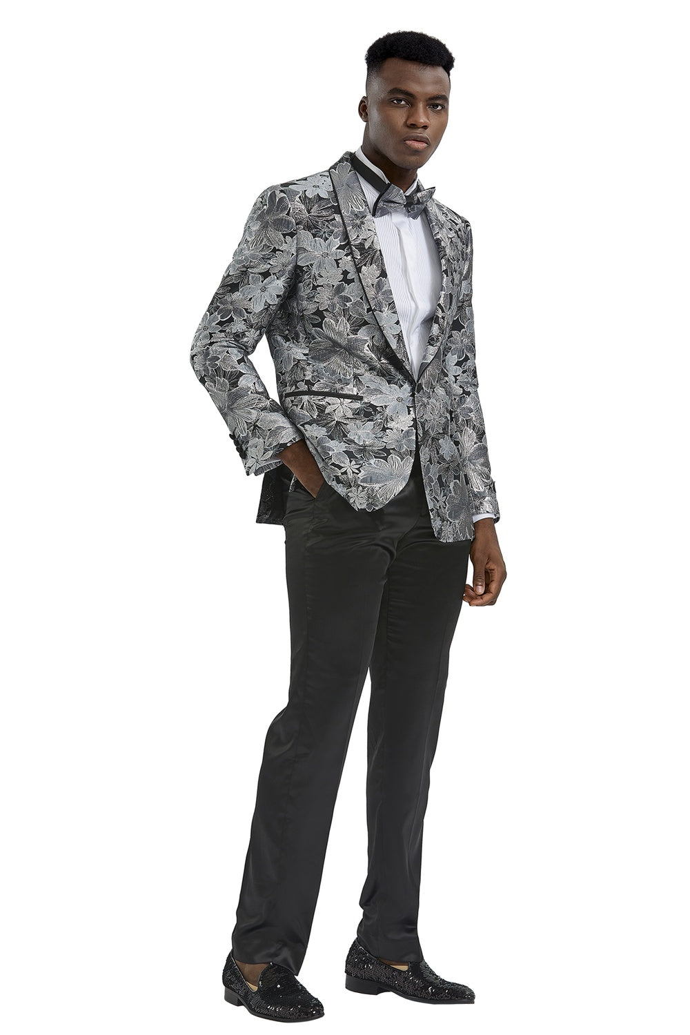"Bloom" Silver Tuxedo Jacket (Separates)