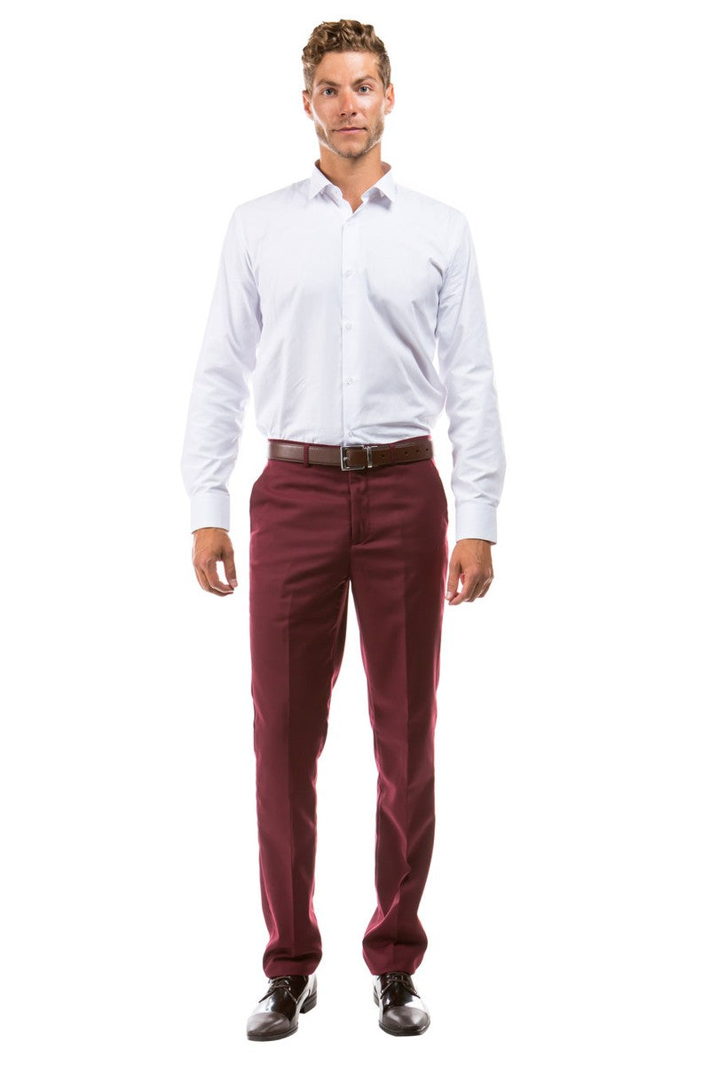 "Vail" Burgundy Plain Front Pants