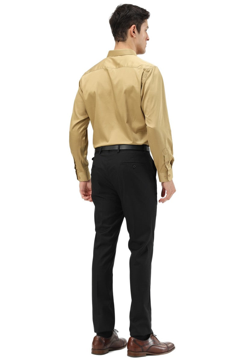 "Cairo" Black Plain Front Pants (Skinny Fit)