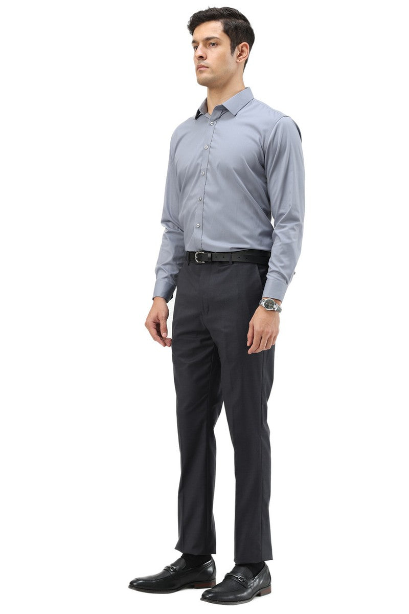 "Cairo" Charcoal Plain Front Pants (Skinny Fit)