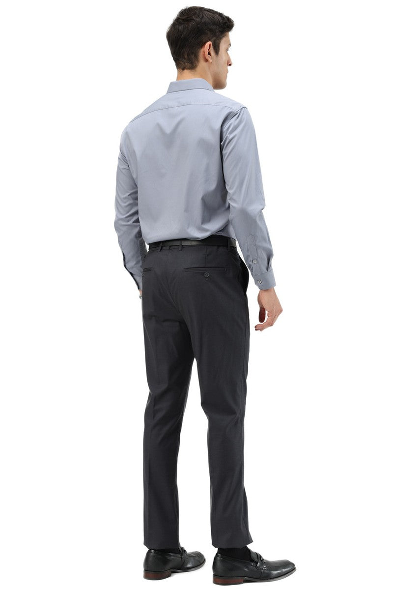 "Cairo" Charcoal Plain Front Pants (Skinny Fit)