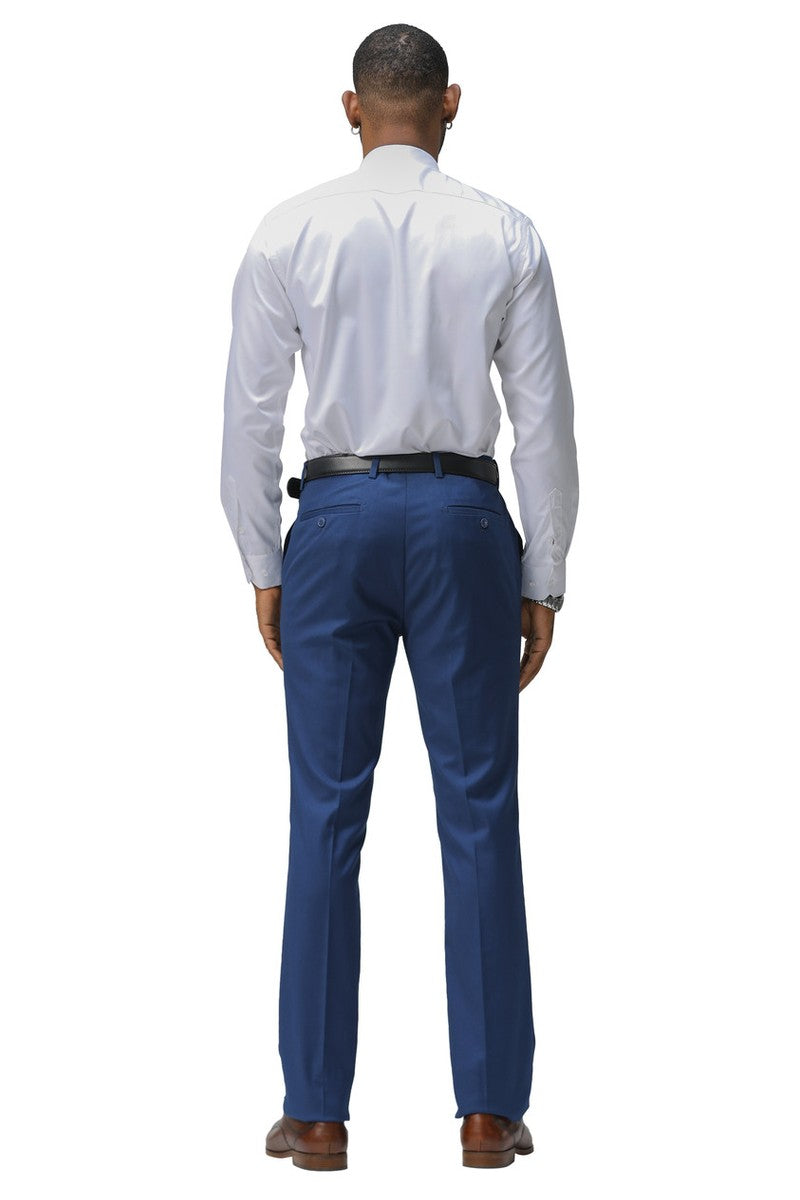 "Cairo" Indigo Plain Front Pants (Skinny Fit)
