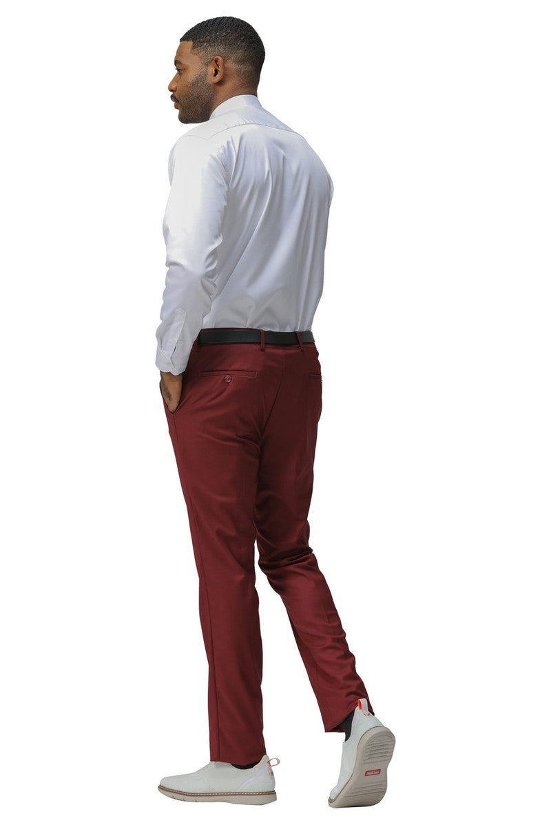 "Cairo" Burgundy Plain Front Pants (Skinny Fit)