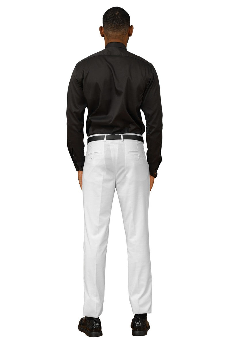 "Cairo" White Plain Front Pants (Skinny Fit)