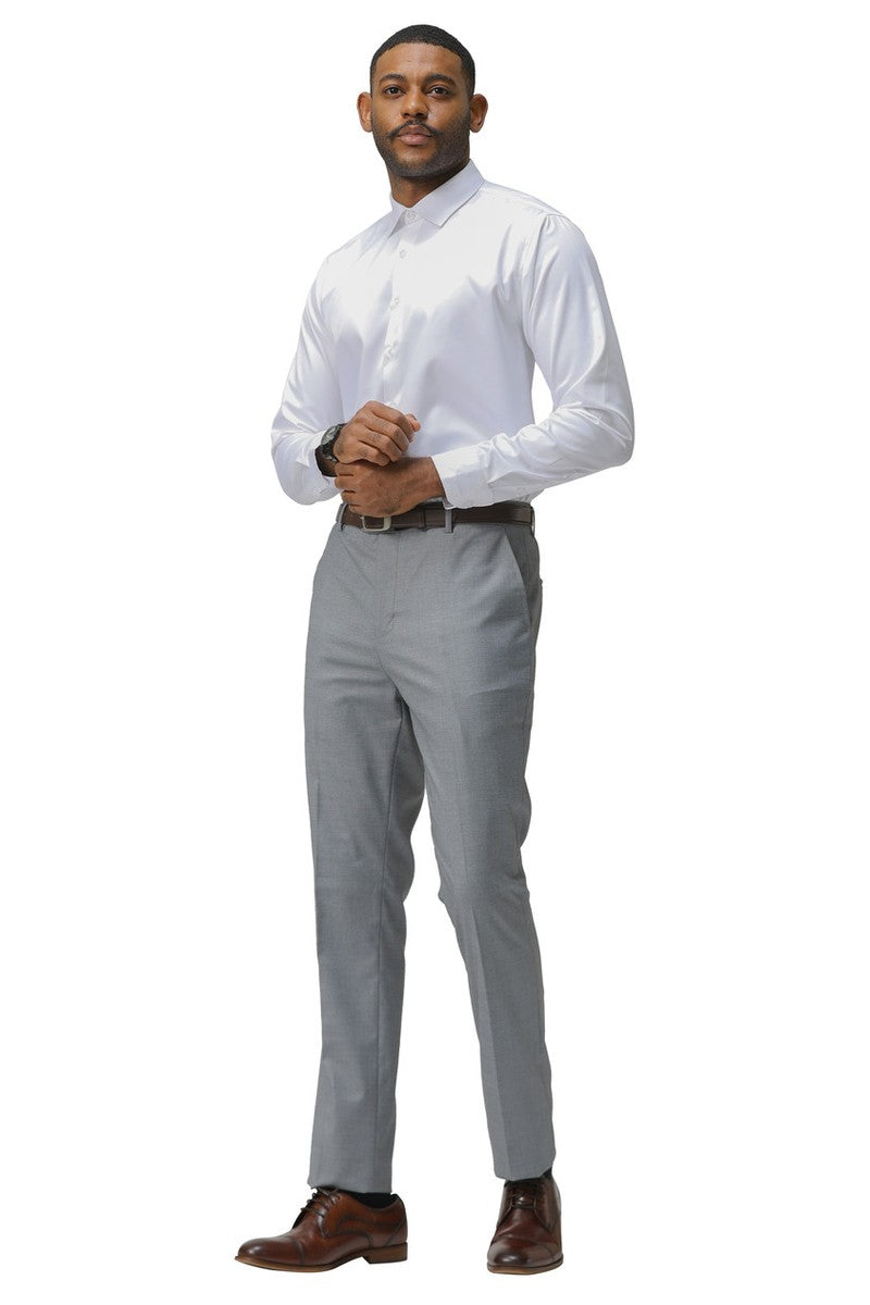 "Cairo" Medium Grey Plain Front Pants (Skinny Fit)