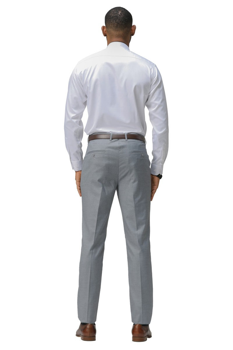 "Cairo" Medium Grey Plain Front Pants (Skinny Fit)