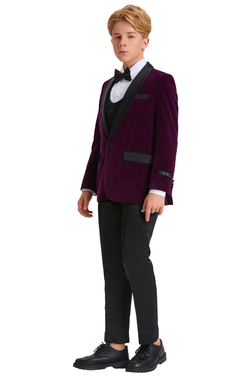 Tazio "Jayden" Tazio Kids Purple Velvet Tuxedo (5-Piece Set)
