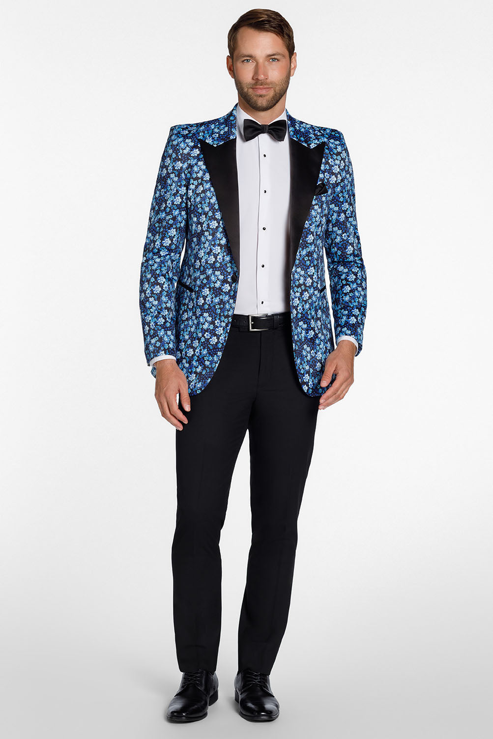 "Floral Fusion" Cobalt Blue Peak Tuxedo Jacket (Separates)