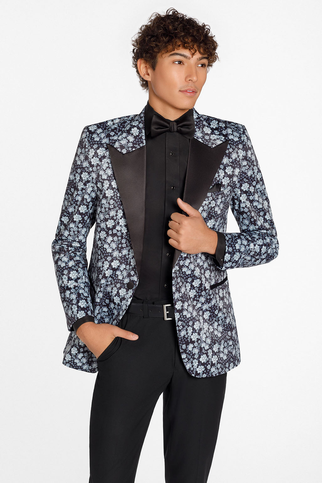 Ted Stanford Floral Fusion Dark Grey Peak Tuxedo Jacket (Separates) 46R Trim