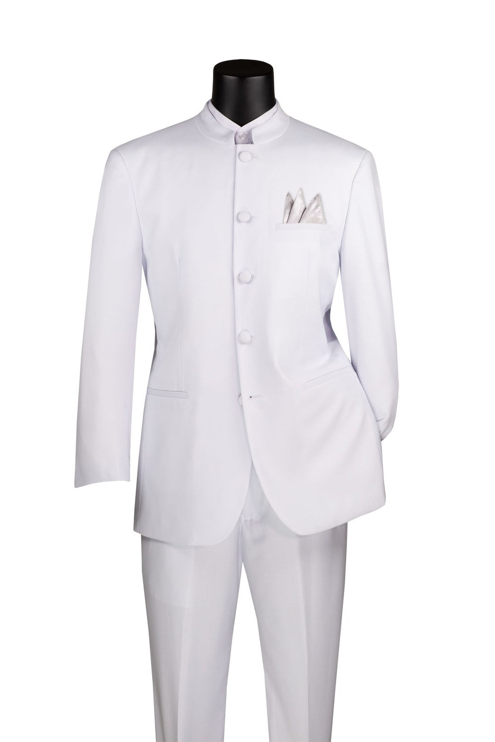 "Mandarin" White 5-Button Suit (2-Piece Set)