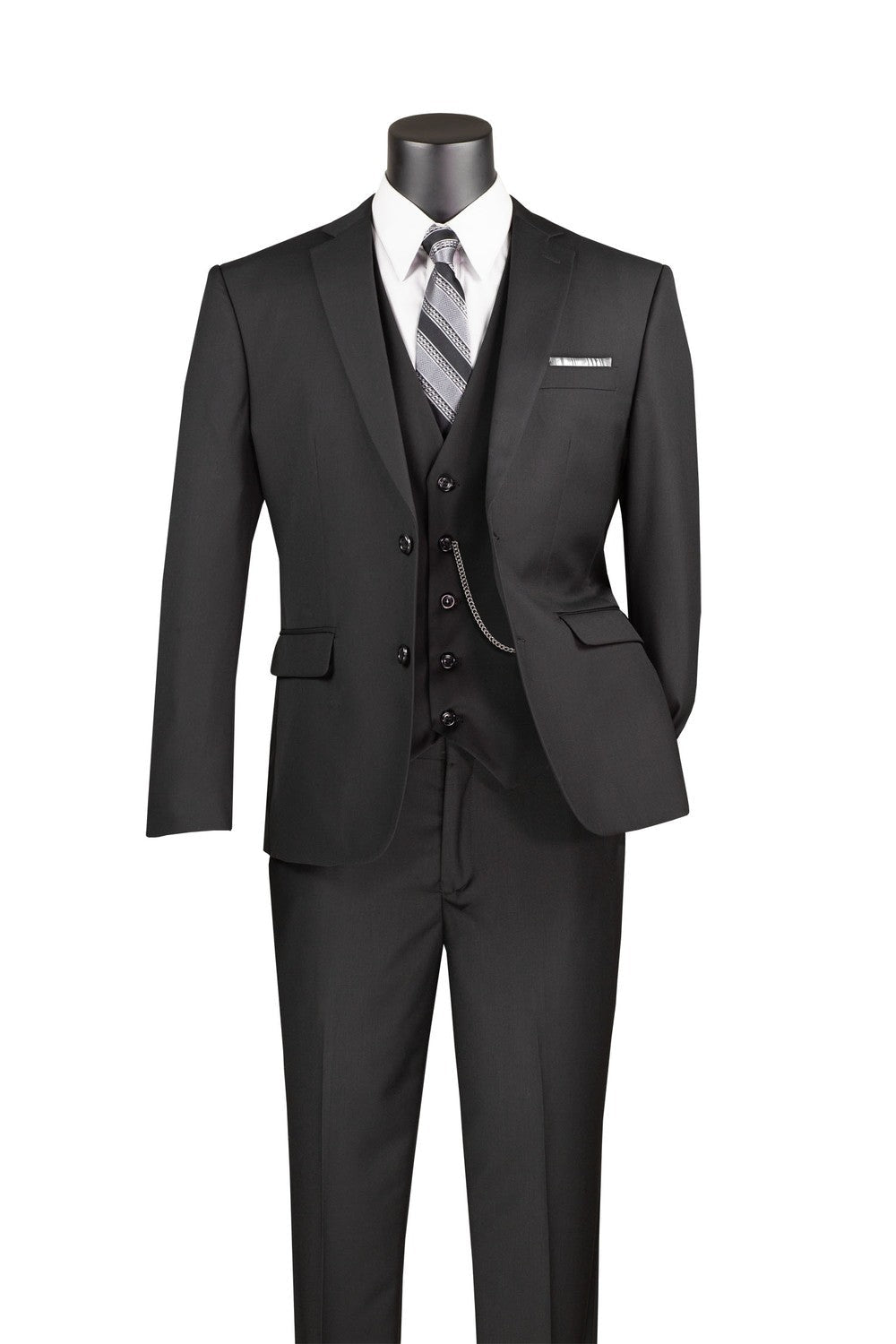 "Preston" Black 2-Button Notch Suit (3-Piece Set)
