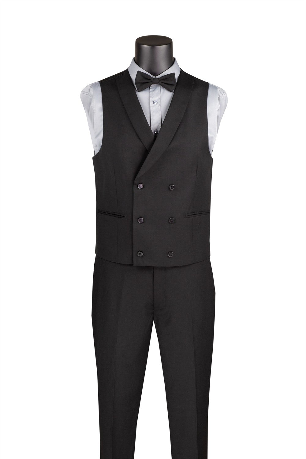 "Flare" Black 1-Button Peak Tuxedo (4-Piece Set)