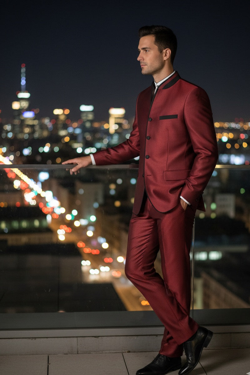 "Darius" Burgundy Tuxedo (2-Piece Set)