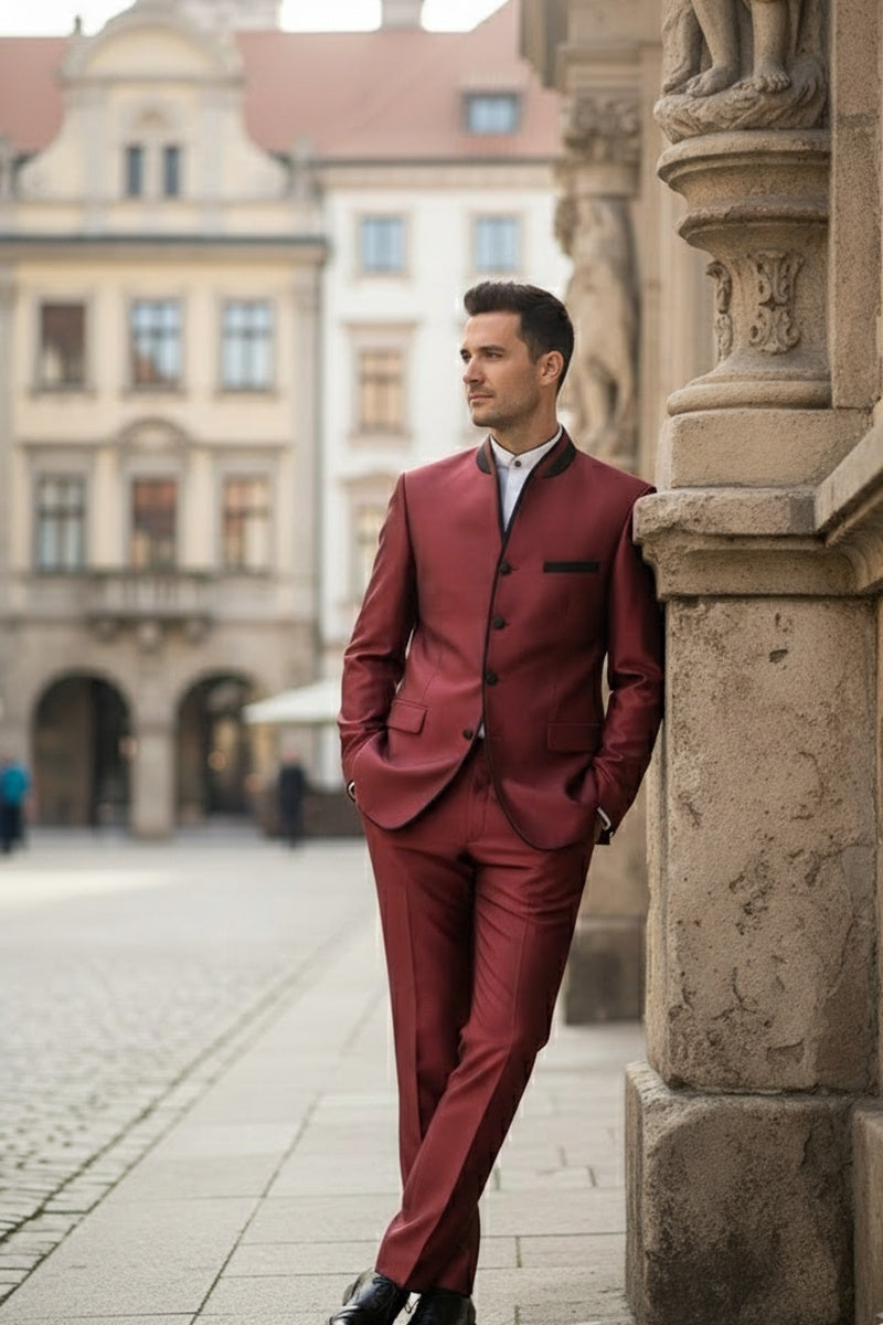 "Darius" Burgundy Tuxedo (2-Piece Set)