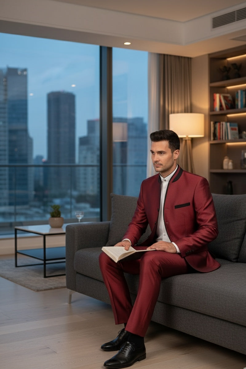 "Darius" Burgundy Tuxedo (2-Piece Set)