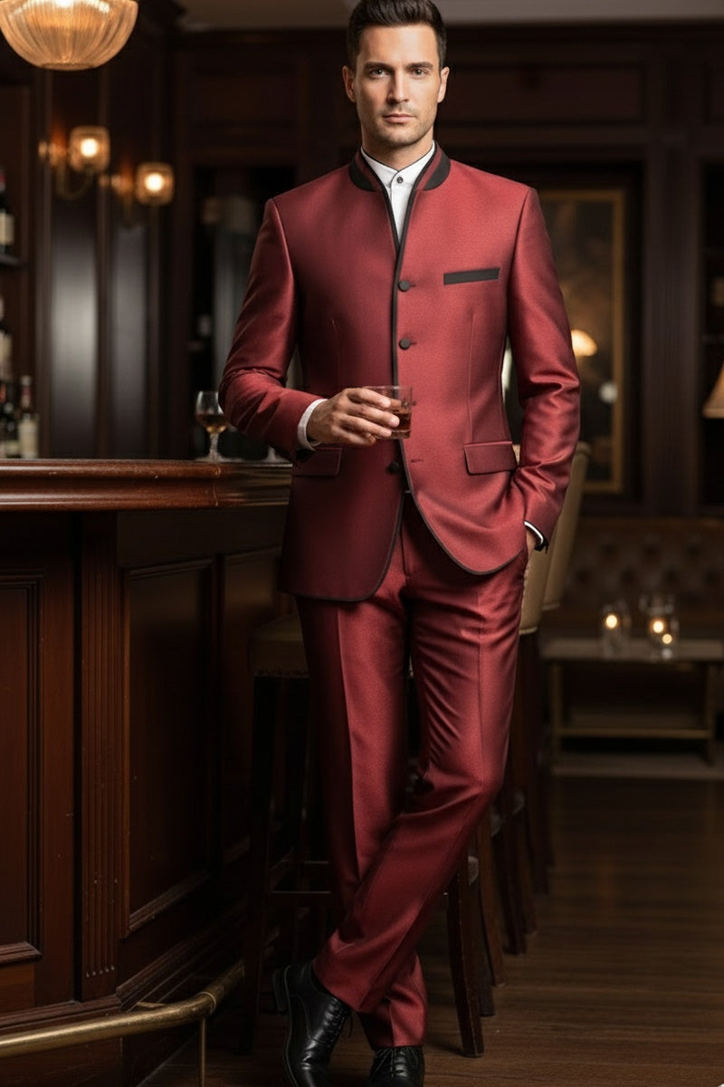 "Darius" Burgundy Tuxedo (2-Piece Set)