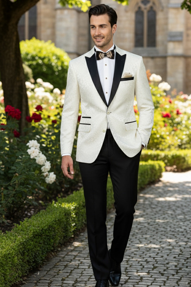"Elegant" Ivory Tuxedo Jacket (Separates)