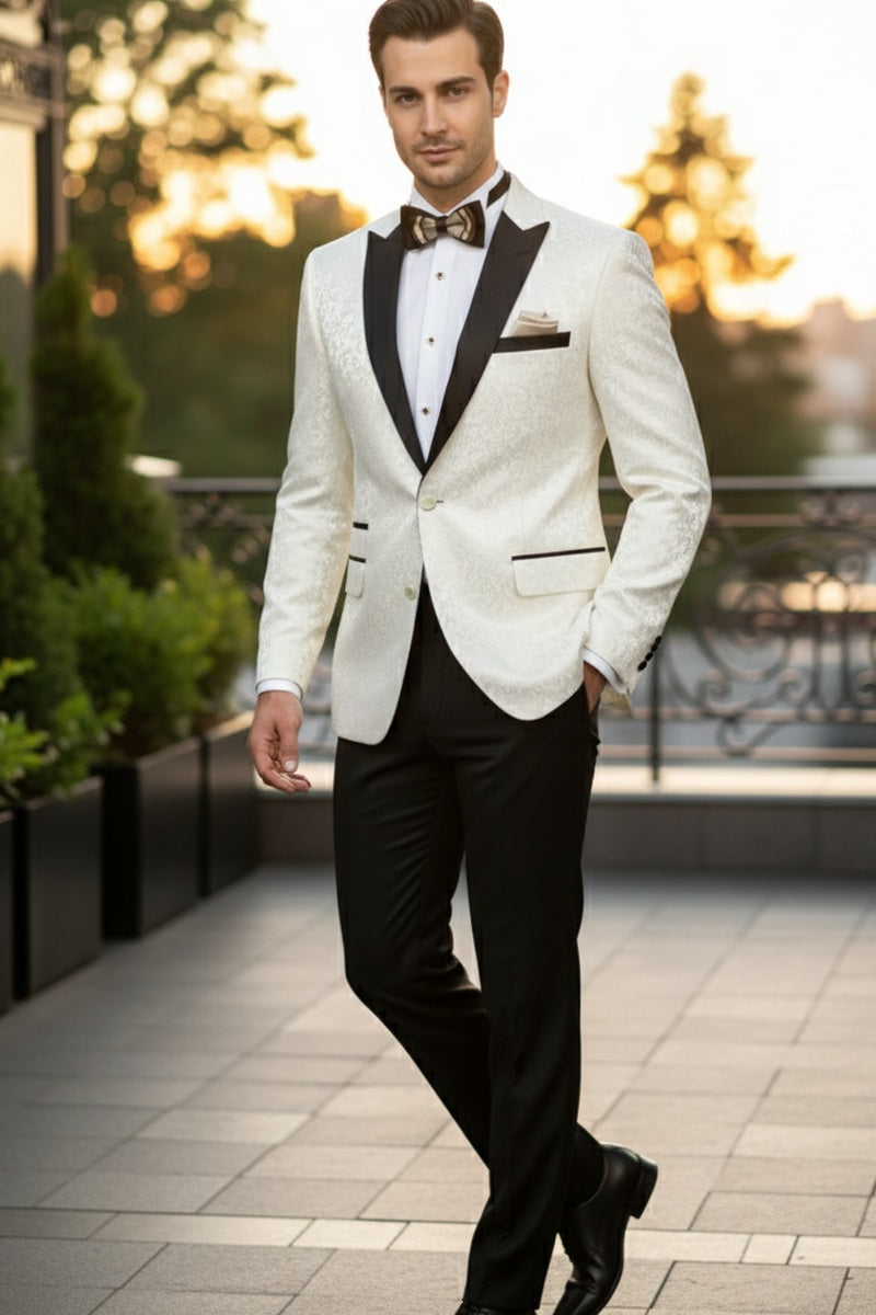 "Elegant" Ivory Tuxedo Jacket (Separates)