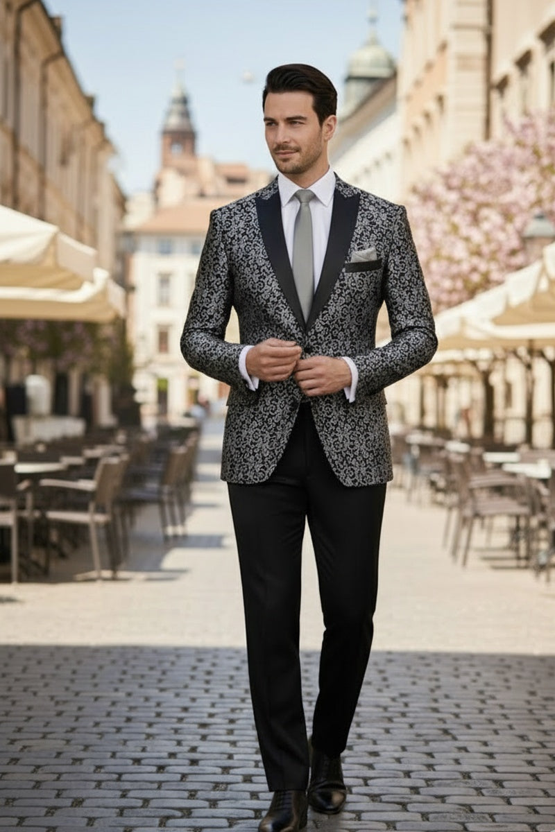 "Elegant" Silver Tuxedo Jacket (Separates)