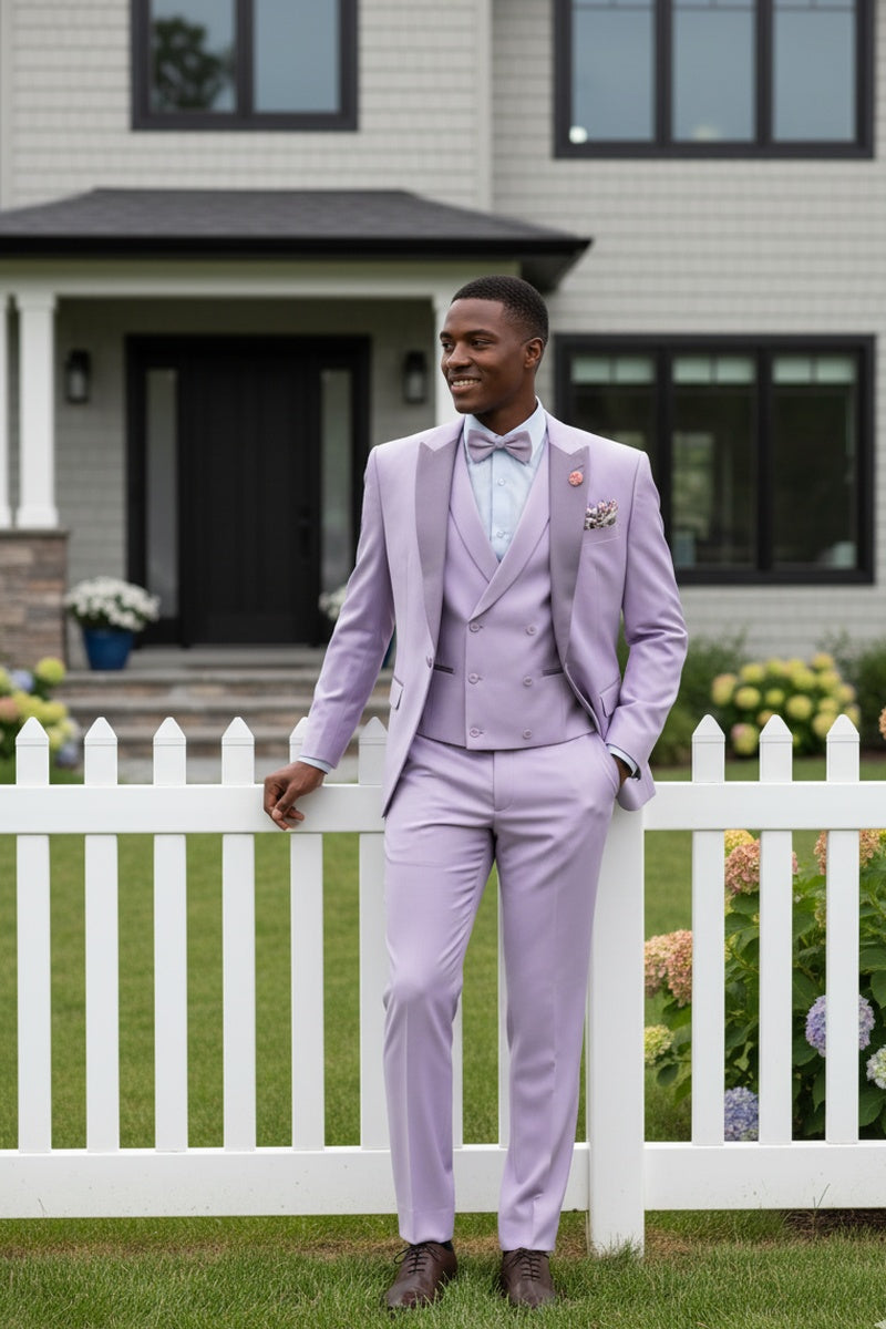 "Flare" Lavender 1-Button Peak Tuxedo (4-Piece Set)