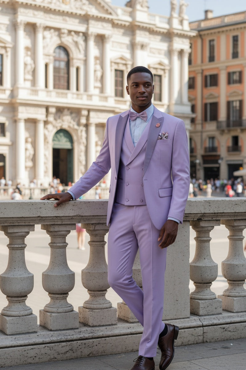 "Flare" Lavender 1-Button Peak Tuxedo (4-Piece Set)