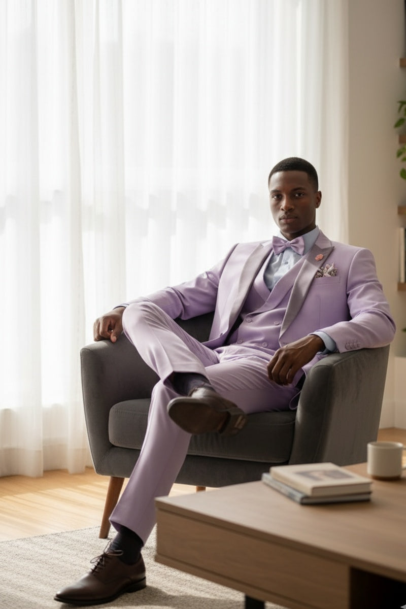 "Flare" Lavender 1-Button Peak Tuxedo (4-Piece Set)
