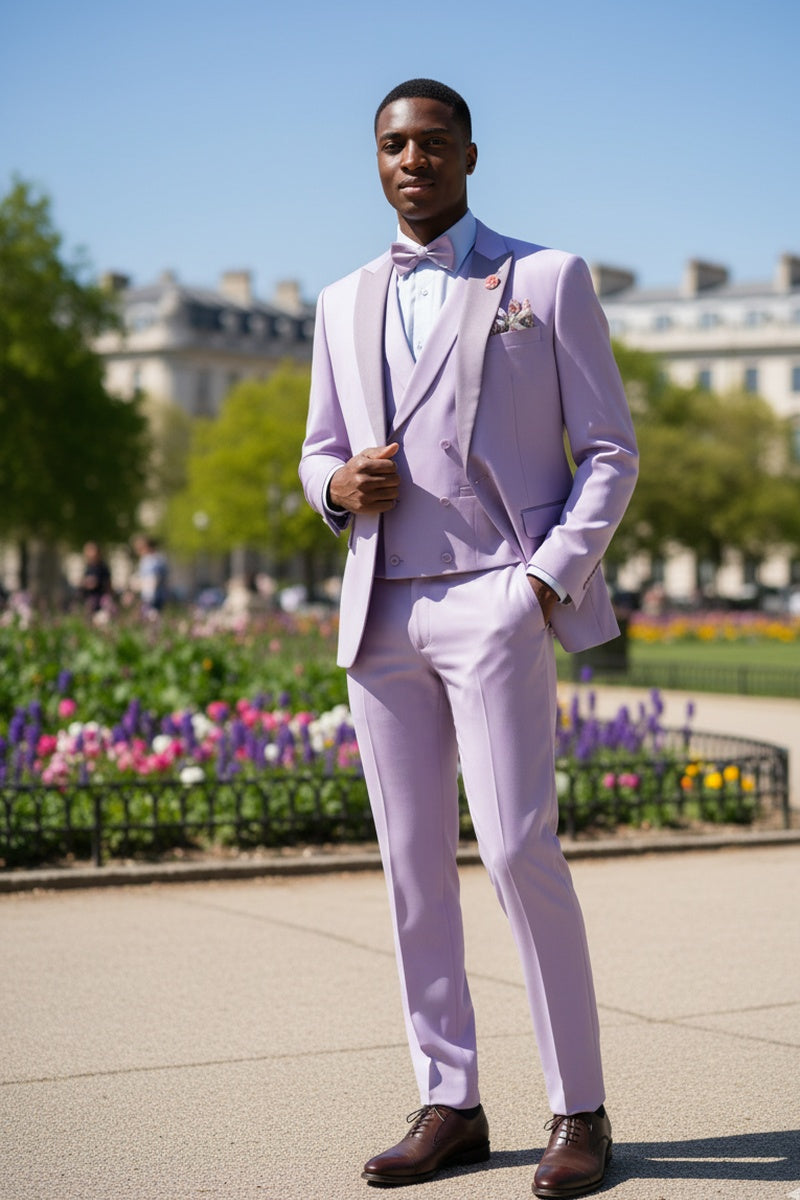 "Flare" Lavender 1-Button Peak Tuxedo (4-Piece Set)