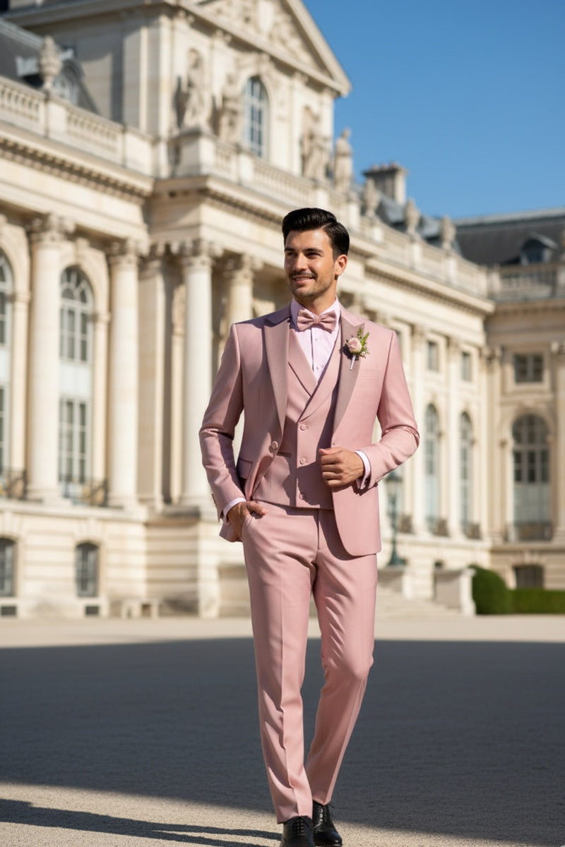 "Flare" Mauve 1-Button Peak Tuxedo (4-Piece Set)