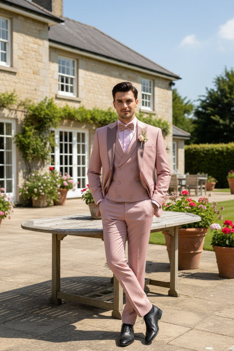 "Flare" Mauve 1-Button Peak Tuxedo (4-Piece Set)