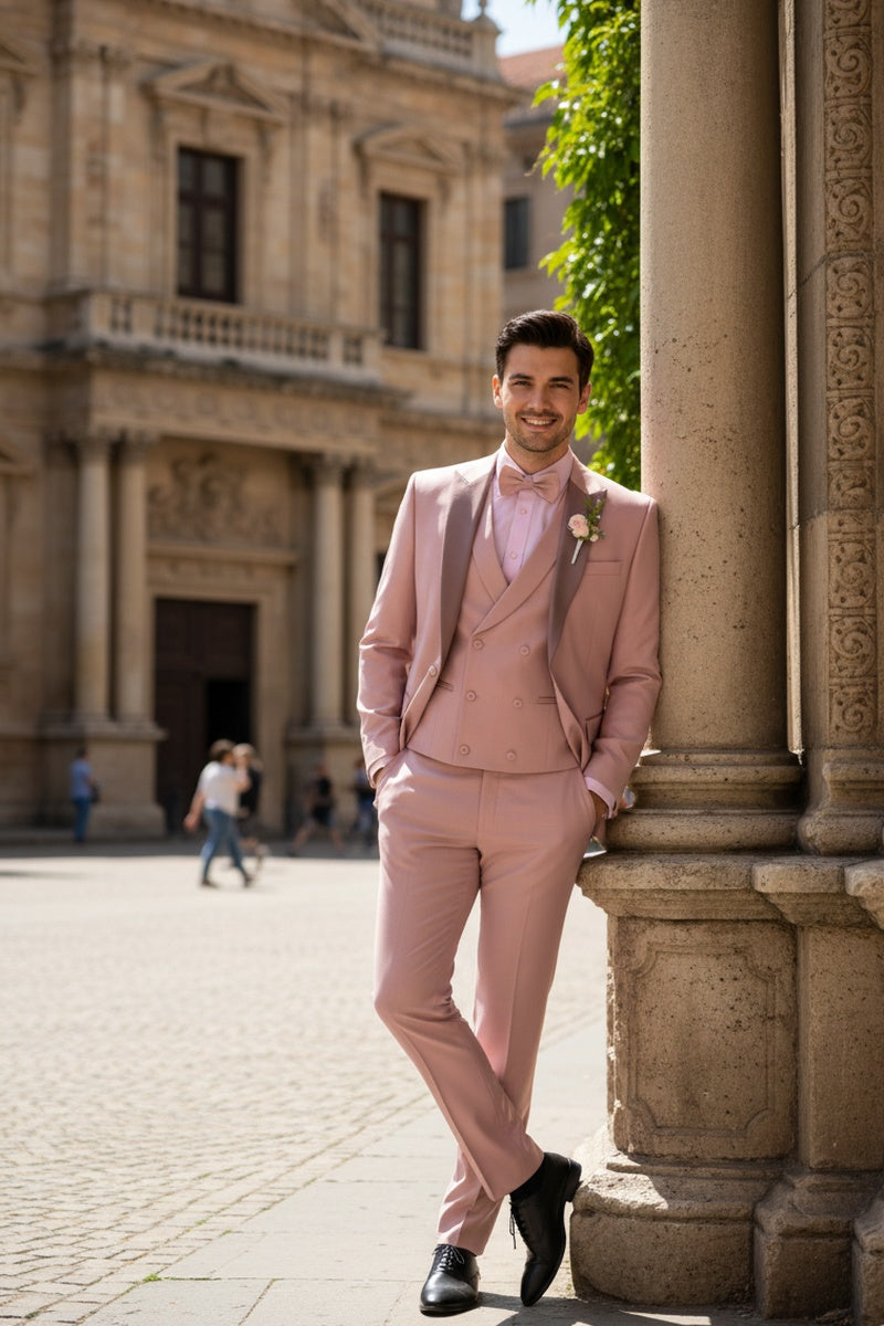 "Flare" Mauve 1-Button Peak Tuxedo (4-Piece Set)