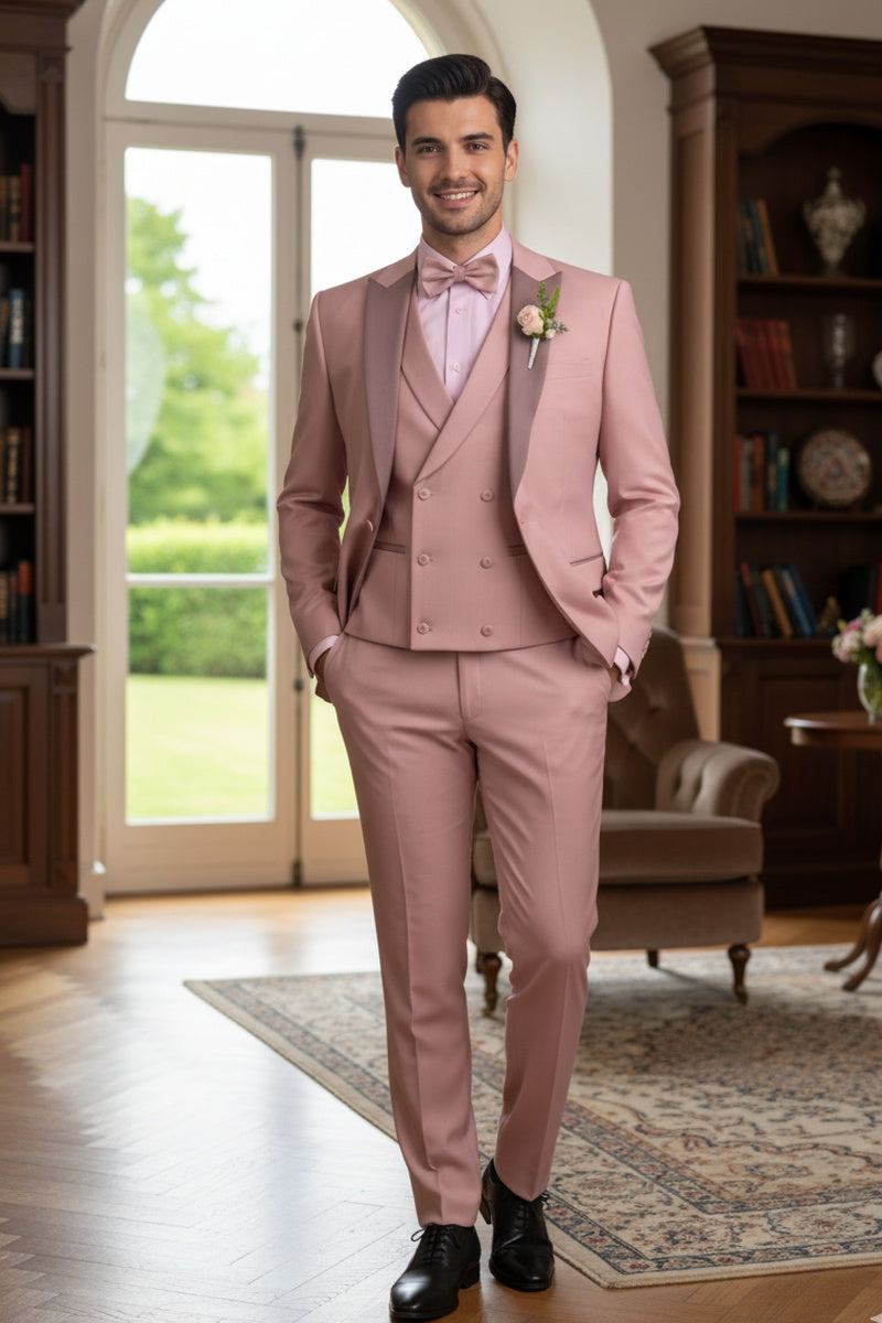 "Flare" Mauve 1-Button Peak Tuxedo (4-Piece Set)
